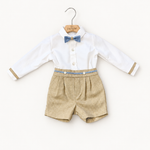 Completo Ponto por Ponto beige con papillon blu su gruccia Joy Bebé