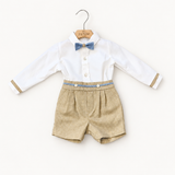 Completo Ponto por Ponto beige con papillon blu su gruccia Joy Bebé