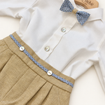 Completo Ponto por Ponto beige con papillon blu su gruccia Joy Bebé