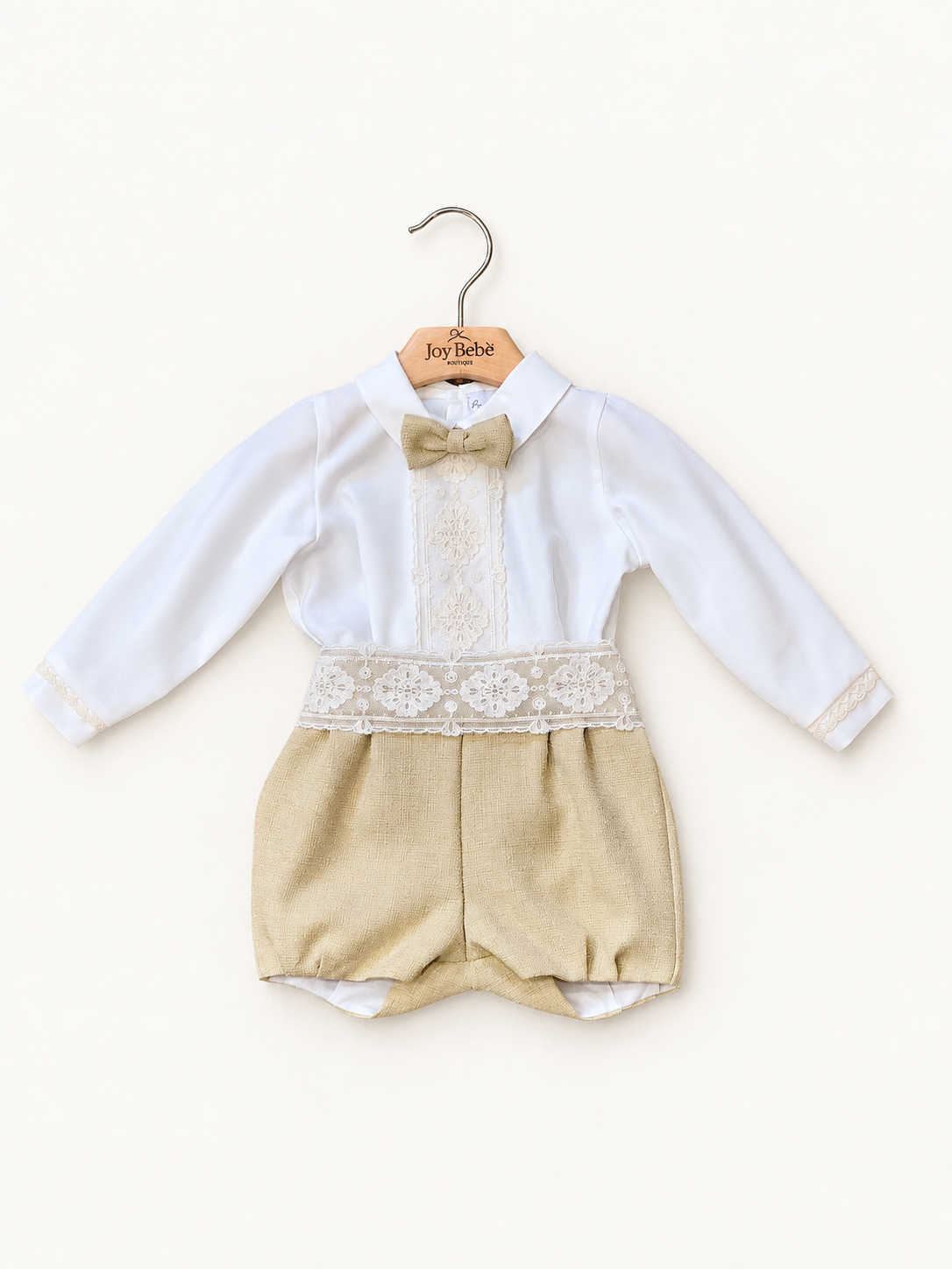 Completo Ponto por Ponto beige con pizzo su gruccia Joy Bebé