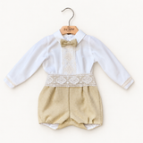 Completo Ponto por Ponto beige con pizzo su gruccia Joy Bebé