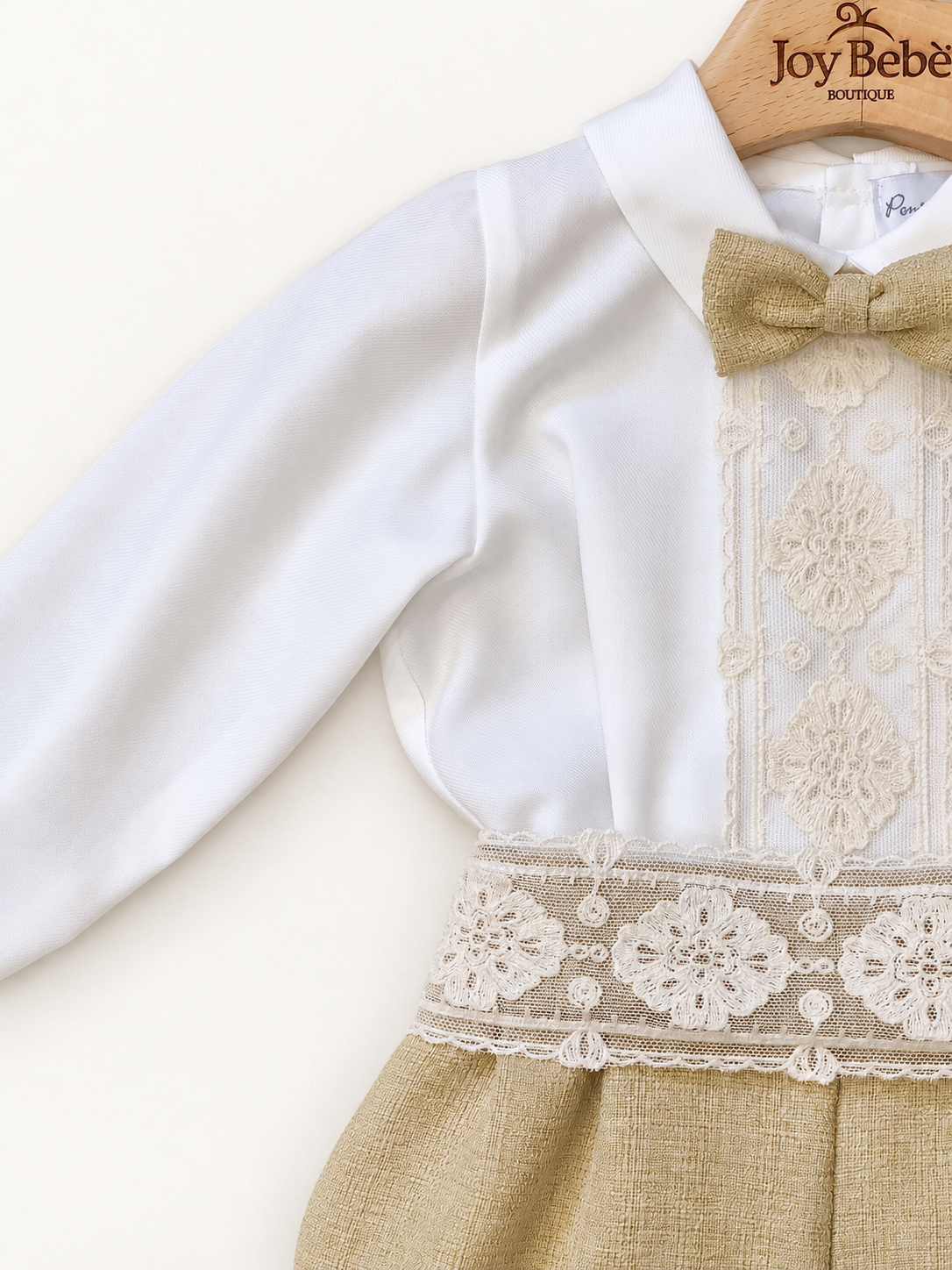Completo Ponto por Ponto beige con pizzo su gruccia Joy Bebé