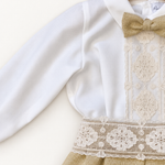 Completo Ponto por Ponto beige con pizzo su gruccia Joy Bebé