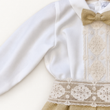 Completo Ponto por Ponto beige con pizzo su gruccia Joy Bebé