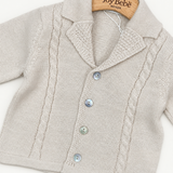 Cardigan Barcellino dettaglio 1, sfondo bianco caldo