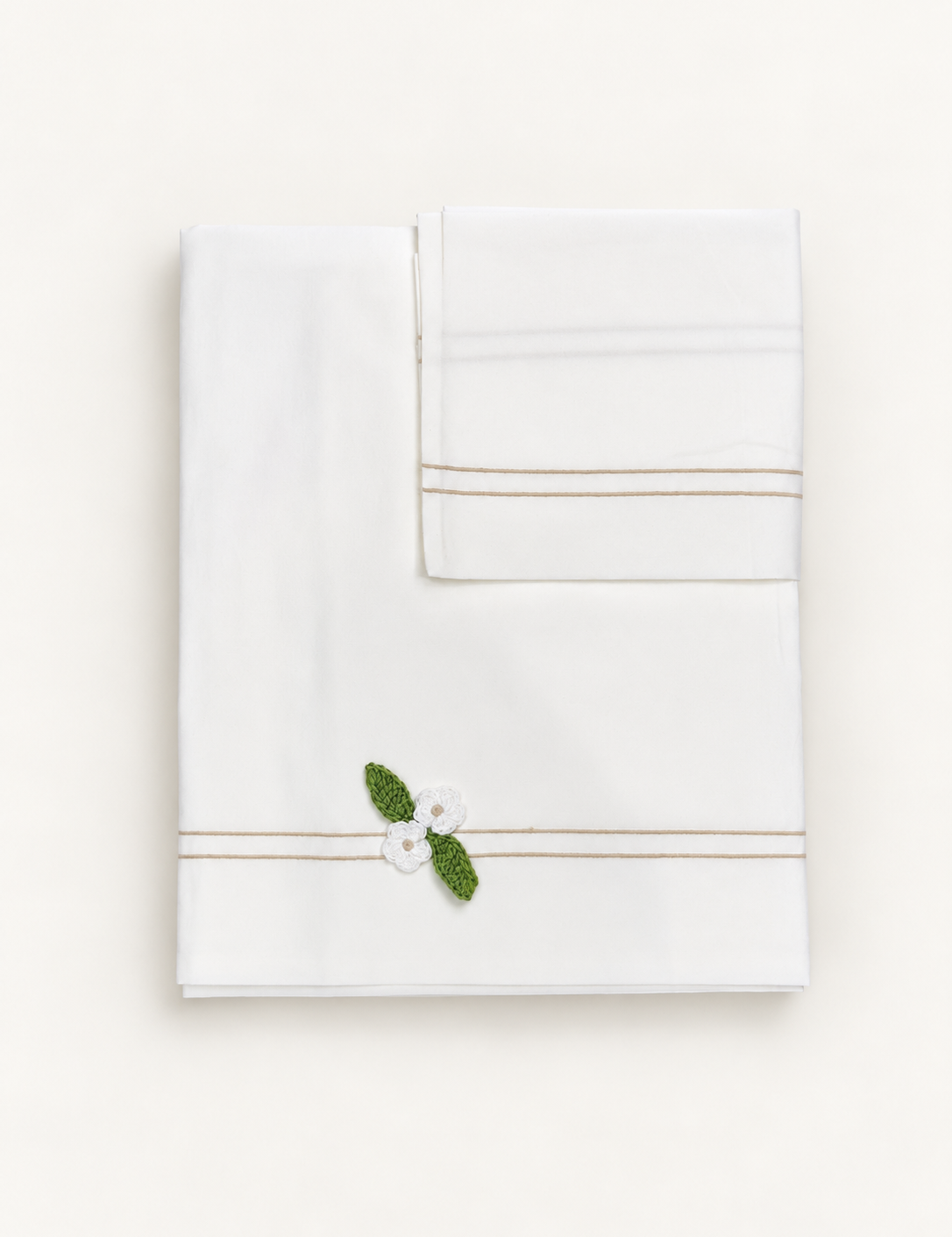 Lenzuola navicella Colori Chiari con fiori ricamati