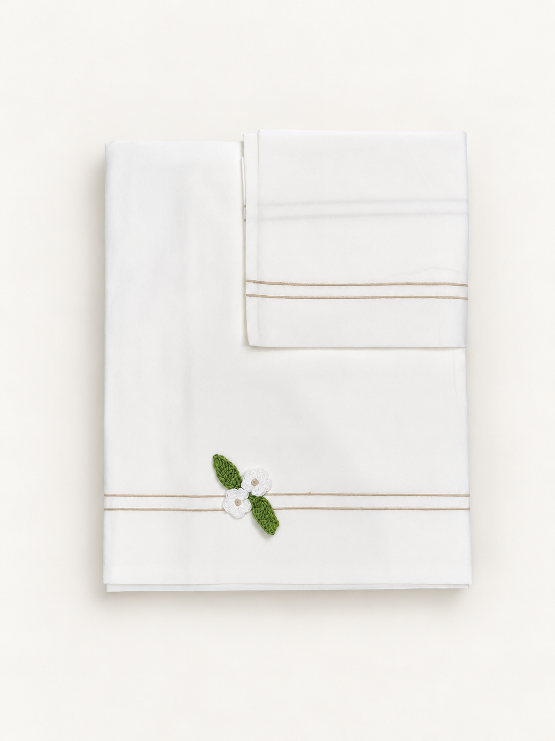 Lenzuola navicella Colori Chiari con fiori ricamati