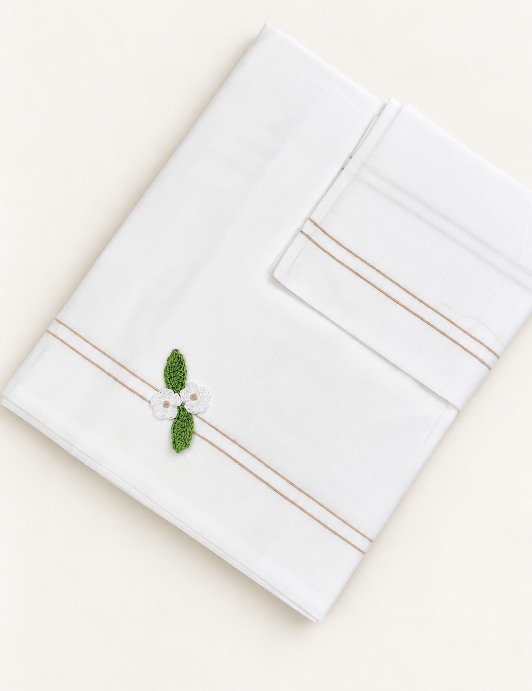 Lenzuola navicella Colori Chiari con fiori ricamati
