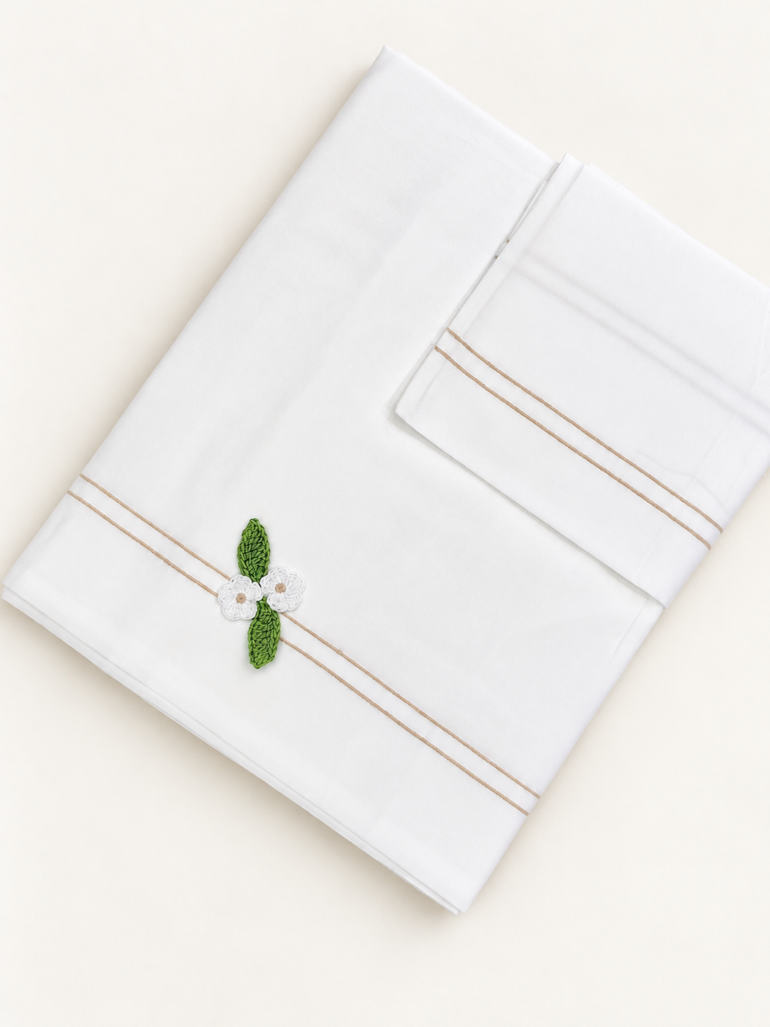 Lenzuola navicella Colori Chiari con fiori ricamati