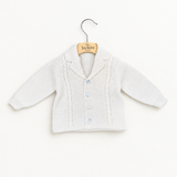Cardigan Barcellino vista completa, sfondo bianco caldo